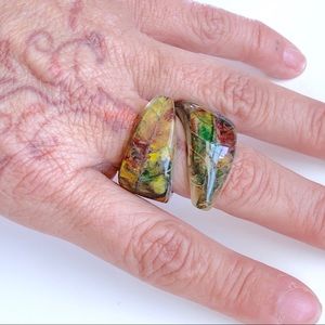 One of a kind Painted Leaf Ring
